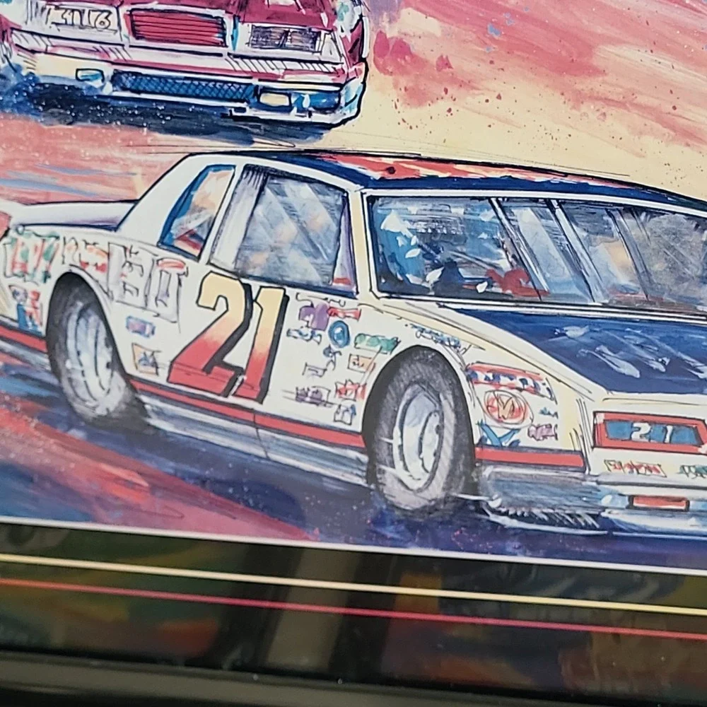 Vintage Home Interiors NASCAR Colorful 1980's Racing Car Wall Art Set Stock Cars